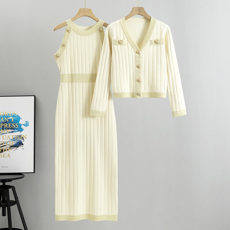 French Style Temperament Socialite High Waist Fashion Two-piece Set