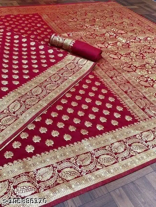 Jacquard Saree For Women (Purple, 6.3m)