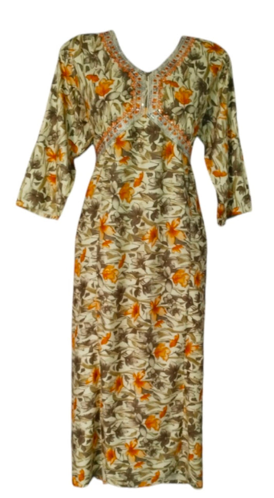 Maverick Yellow Multiple Floral Anarkali kurti